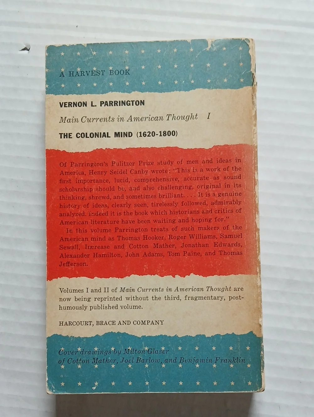 Vernon L. Parrington The Colonial Mind Paperback Vol. I Harcott Bruce & Co.